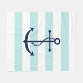 Blauer Anker auf Minzstreifen Fleecedecke (Vorderseite (Horizontal))