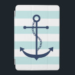 Blauer Anker auf Minzstreifen iPad Mini Hülle<br><div class="desc">Dieses unterhaltsame und moderne Design besticht durch ein schicke nautische Motiv aus glänzenden,  breiten Streifen und eine Anker-Silhouette. Besuchen Sie unseren Shop für Farboptionen und stöbern Sie in unseren beliebten und trendigen Designs.</div>