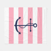 Blauer Anker auf rosa Streifen Fleecedecke (Vorderseite (Horizontal))