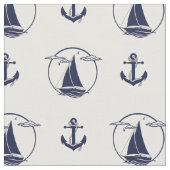 Blauer Anker/blaue Segelboot-Silhouette der Seestr Stoff (Nahaufnahme)