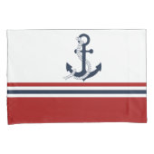 Blauer Anker Blauer Weißer Roter Streifen Kissenbezug (Vorderseite-Rechts)