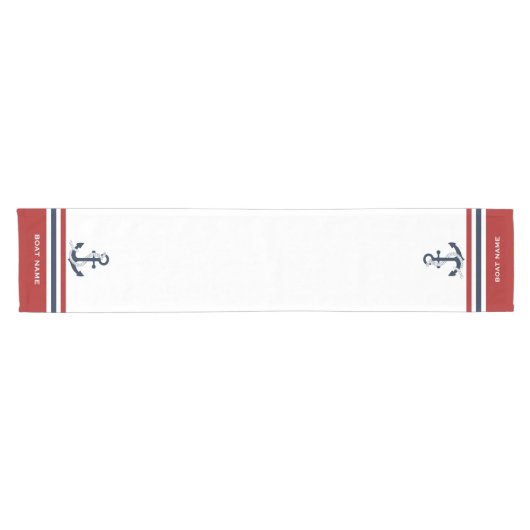 Blauer Anker Blauer Weißer Roter Streifen Kurzer Tischläufer (Horizontal)