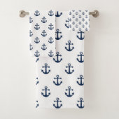 Blauer Anker der Nautischen Marine auf weißem Hint Badhandtuch Set (Insitu)