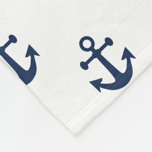 Blauer Anker der Nautischen Marine auf weißem Hint Fleecedecke (Ecke)