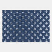 Blauer Anker der Nautischen Marine auf weißem Hint Geschenkpapier Set (Vorderseite 2)