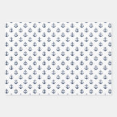 Blauer Anker der Nautischen Marine auf weißem Hint Geschenkpapier Set (Vorderseite)