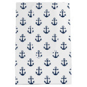 Blauer Anker der Nautischen Marine auf weißem Hint Mittlere Geschenktüte (Rückseite)