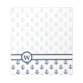 Blauer Anker der Nautischen Marine auf weißem Hint Notizblock (Vorderseite)