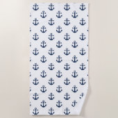Blauer Anker der Nautischen Marine auf weißem Hint Strandtuch (Vorderseite)