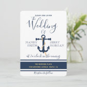 Blauer Anker - Hochzeitsempfang Einladung (Stehend Vorderseite)