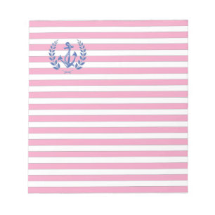 Blauer Anker Laurel Wreath Pink Stripes Notizblock
