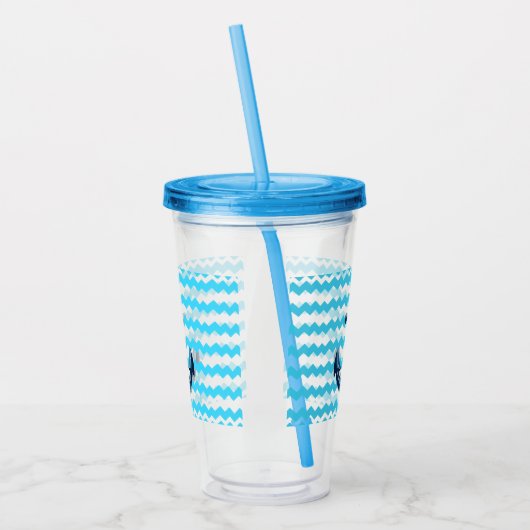 Blauer Anker mit blauen Wellen Acryltrinkbecher (Links)