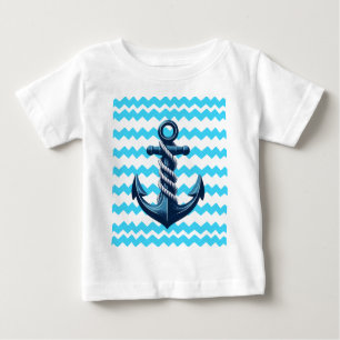 Blauer Anker mit blauen Wellen Baby T-shirt