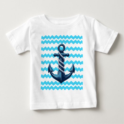 Blauer Anker mit blauen Wellen Baby T-shirt (Vorderseite)