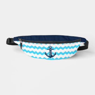 Blauer Anker mit blauen Wellen Bauchtasche