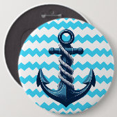 Blauer Anker mit blauen Wellen Button (Vorne & Hinten)
