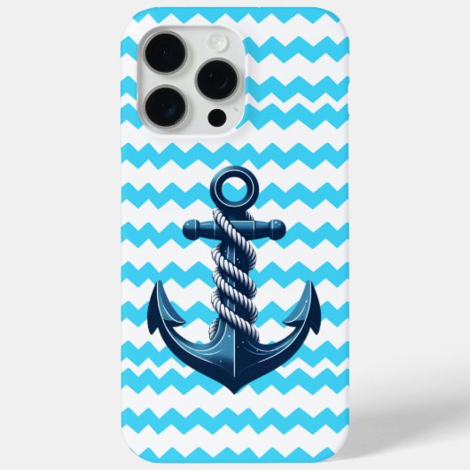 Blauer Anker mit blauen Wellen Case-Mate iPhone Hülle (Rückseite)