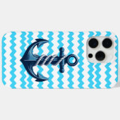 Blauer Anker mit blauen Wellen Case-Mate iPhone Hülle (Rückseite (Horizontal))