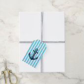 Blauer Anker mit blauen Wellen Geschenkanhänger (Mit Garn)