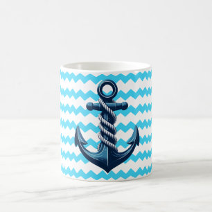 Blauer Anker mit blauen Wellen Kaffeetasse