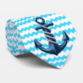 Blauer Anker mit blauen Wellen Krawatte (Gerollt)