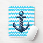 Blauer Anker mit blauen Wellen Mousepad (Mit Mouse)
