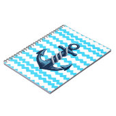Blauer Anker mit blauen Wellen Notizblock (Linke Seite)