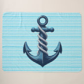 Blauer Anker mit blauen Wellen Sherpadecke (Vorderseite (Horizontal))