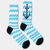 Blauer Anker mit blauen Wellen Socken (Rechts)