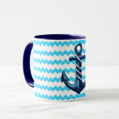 Blauer Anker mit blauen Wellen Tasse (Vorderseite Links)