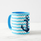 Blauer Anker mit blauen Wellen Tasse (Vorderseite Links)