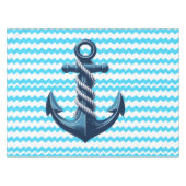 Blauer Anker mit blauen Wellen Tischdecke (Vorderseite (Horizontal))
