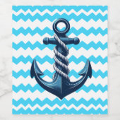 Blauer Anker mit blauen Wellen Weinetikett (Einzelnes Label)