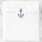 blauer Anker mit Blumenstrauß Runder Aufkleber (Tasche)