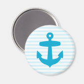 Blauer Anker mit hellblauen Bretonenstreifen Magnet (Vorderseite/Rückseite)