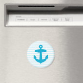 Blauer Anker mit hellblauen Bretonenstreifen Magnet (In Situ (Geschirrspüler))