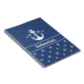 Blauer Anker mit Sternen Notizblock (Rechte Seite)