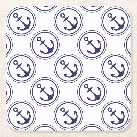 Blauer Anker nautisch Rechteckiger Pappuntersetzer (Vorderseite)