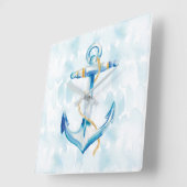 Blauer Anker Quadratische Wanduhr (Winkel)