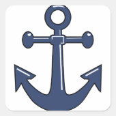 Blauer Anker Quadratischer Aufkleber (Vorderseite)
