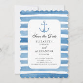 Blauer Anker Save the Date. Hochzeit von Nautical  Einladung (Vorderseite)