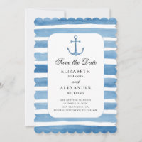 Blauer Anker Save-the-Date. Nautische Yacht-Hochze