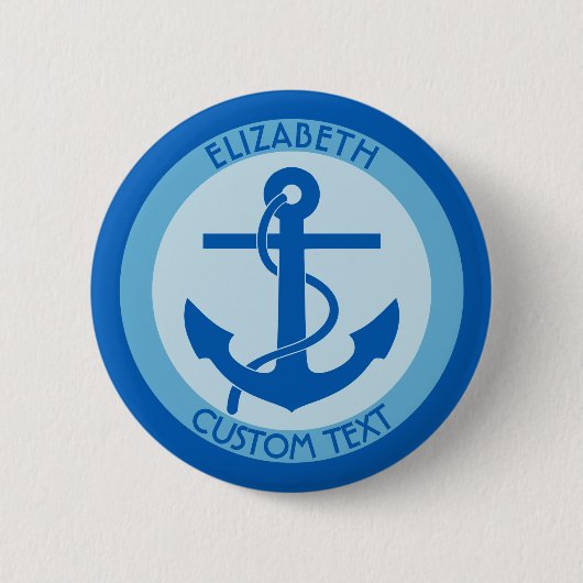 Blauer Anker-Seemann Button (Vorderseite)