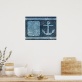 Blauer Anker Text/Foto hinzufügen Poster (Küche)