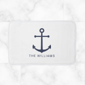 Blauer Anker und Individuelle Name der Nautischen Badematte