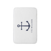 Blauer Anker und Individuelle Name der Nautischen Badematte (Vorderseite Vertikal)