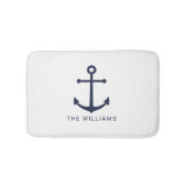 Blauer Anker und Individuelle Name der Nautischen Badematte (Vorderseite)