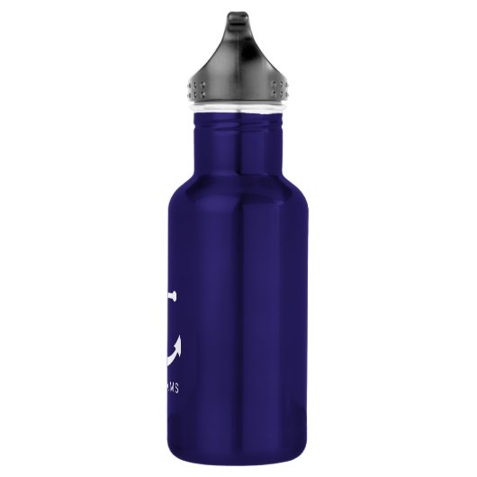 Blauer Anker und Individuelle Name der Nautischen Edelstahlflasche (Rechts)