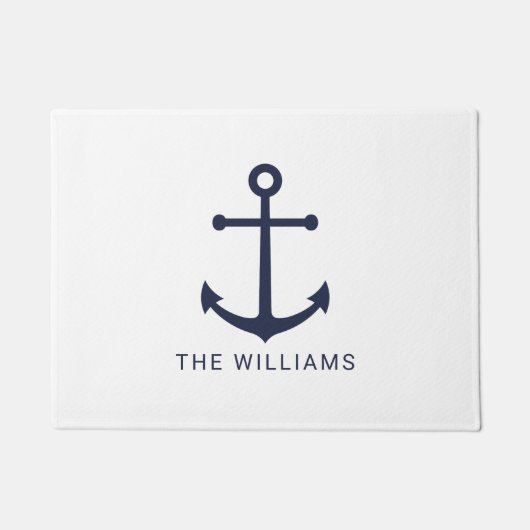 Blauer Anker und Individuelle Name der Nautischen  Fußmatte (Vorderseite)
