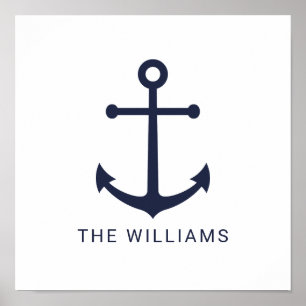 Blauer Anker und Individuelle Name der Nautischen Poster